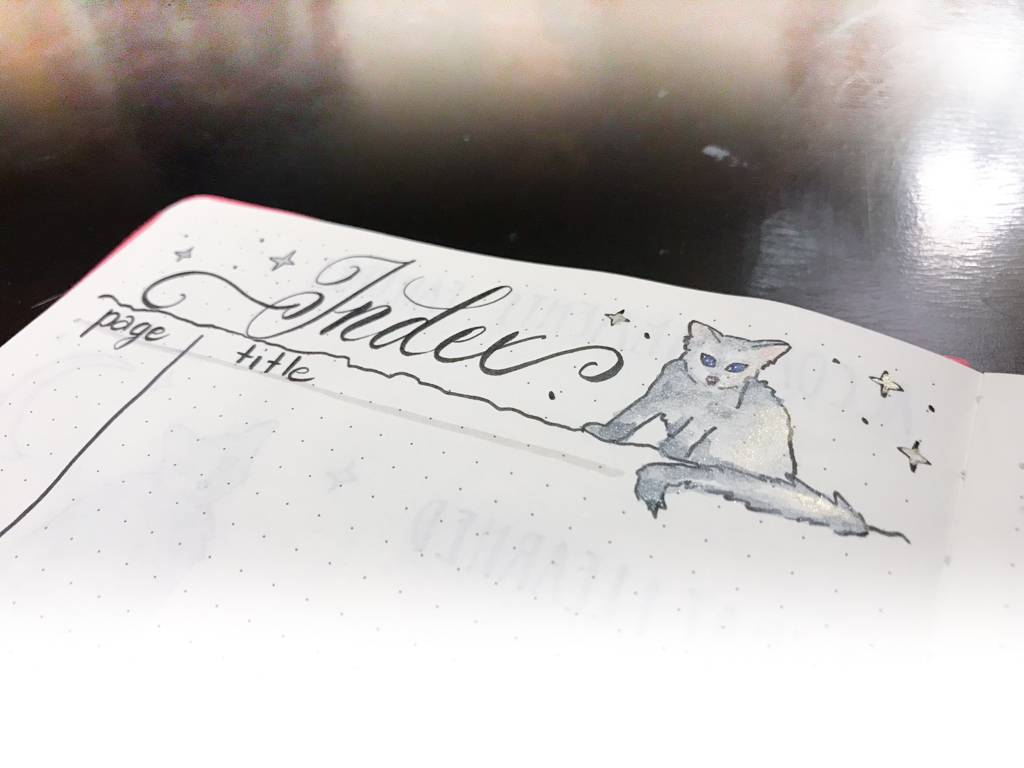 Cat and Moon Index BuJo page