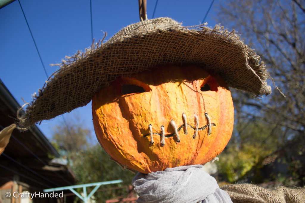 Painted Pumpkin Scarecrow Head