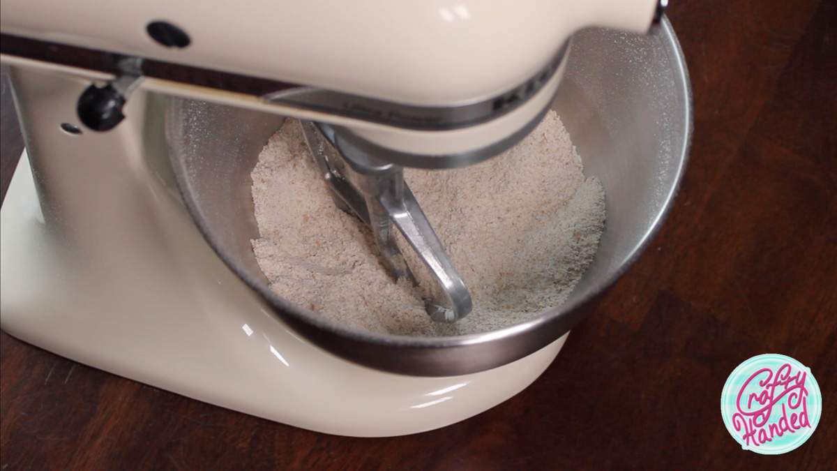 Blending the dry ingredients in a mixer
